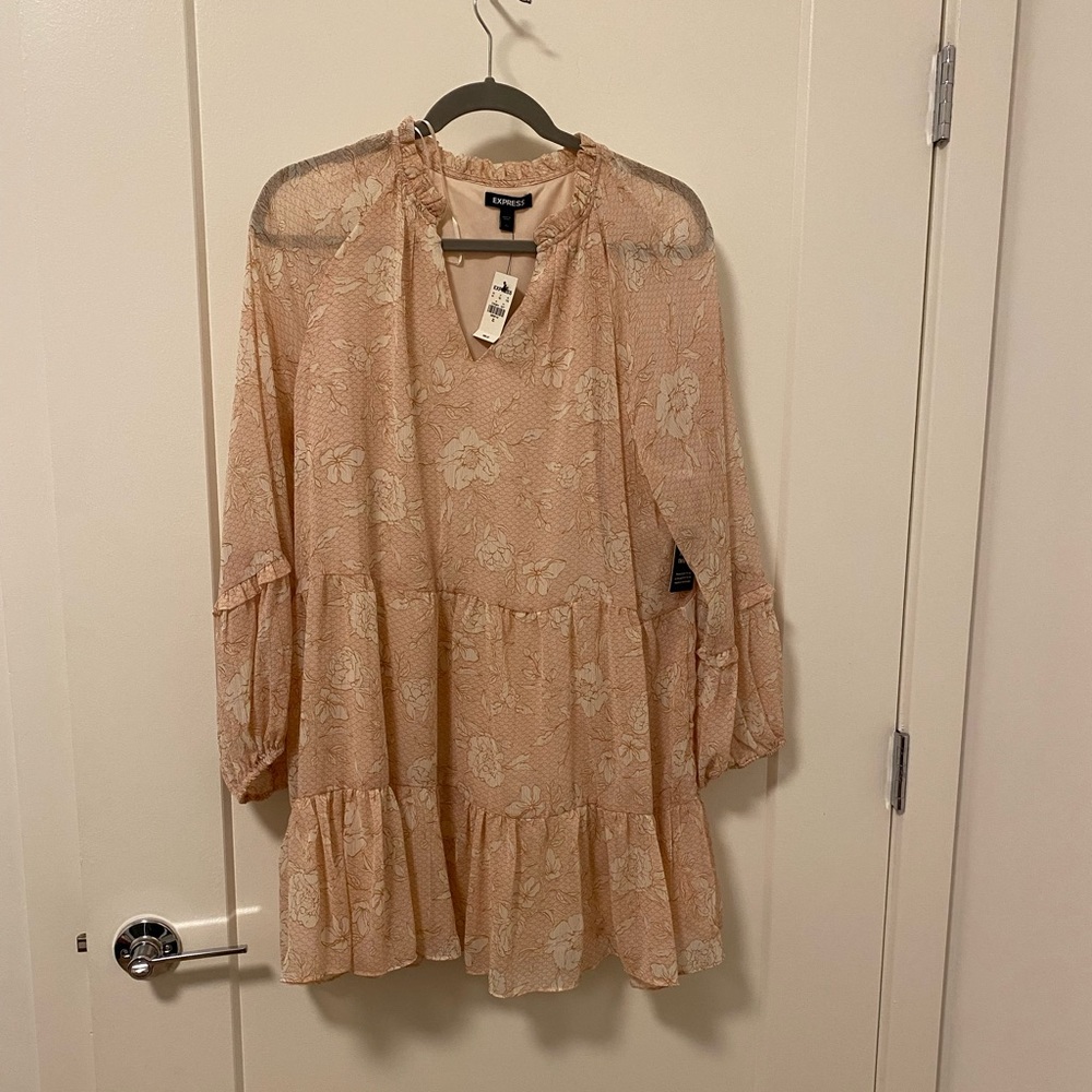 Light pink babydoll dress long sleeves